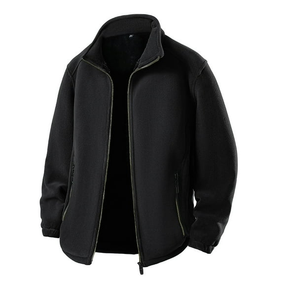 Chiccall Mens Plus Size Fleece Jacket Full Zip Long Sleeve Thick Fleece Lined Jacket Winter Solid Warm Coat with Pocket
