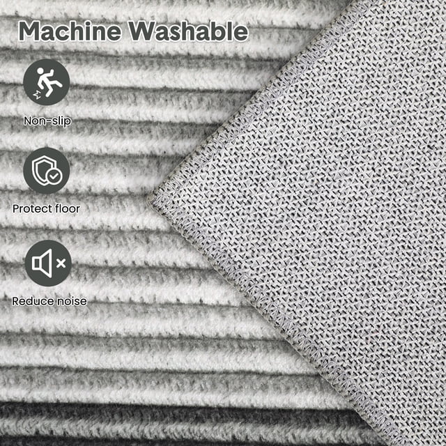 Modern Abstract Runner Rug 2x6 Washable Hallway Runner Rug, Non Slip Non-Shedding Soft Floor Carpet, Low-Pile Minimalist Bordered Runner for Bedside Laundry Bathroom, Black+Gray