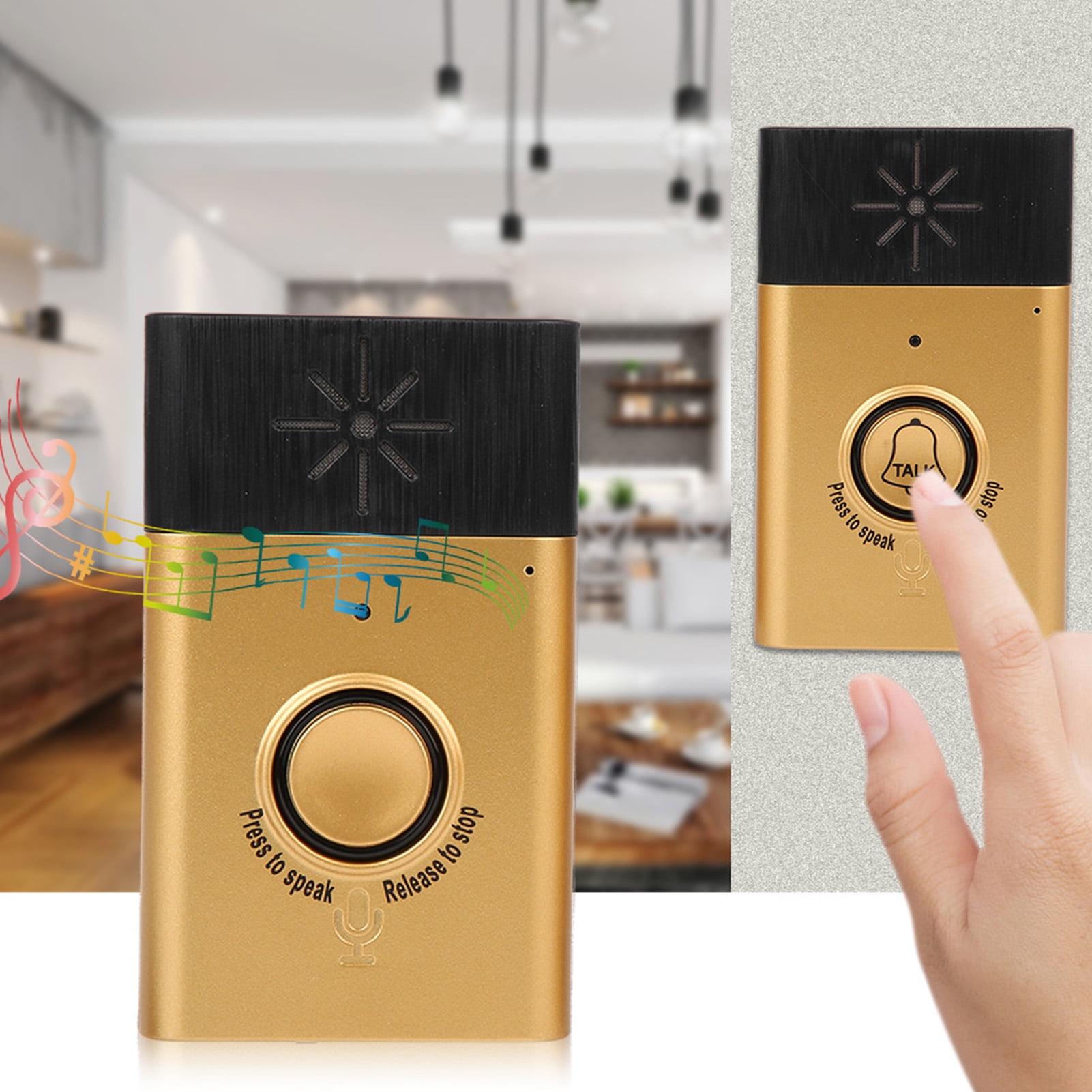 Wireless Two-Way Talk Gold Volume Voice Intercom Doorbells Indoor Outdoor System For Home Security