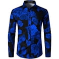 thumbnail image 3 of Nuevas camisas para hombre, manga larga, estampado de flores en 3D, solapa con botones, ropa de verano para hombre, camisetas de moda para fiesta de graduación, cumpleaños y novio, 3 of 5
