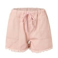 thumbnail image 5 of Riforla Women's Elastic Waist Drawstring Casual High Waist Rugged Denim Shorts Women's Fashion Shorts for Women Pink XL, 5 of 7