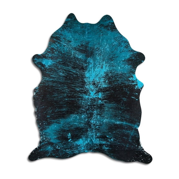 Jestful cowhide rugs for sale DISTRESSED ACQUA BLUE rug