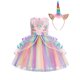 thumbnail image 3 of Unicorn Princess Dress Halloween children rainbow dress girls birthday party dress, 3 of 5