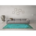 thumbnail image 3 of Ahgly Company Machine Washable Indoor Round Medallion Turquoise Blue Traditional Area Rugs, 3' Round, 3 of 4