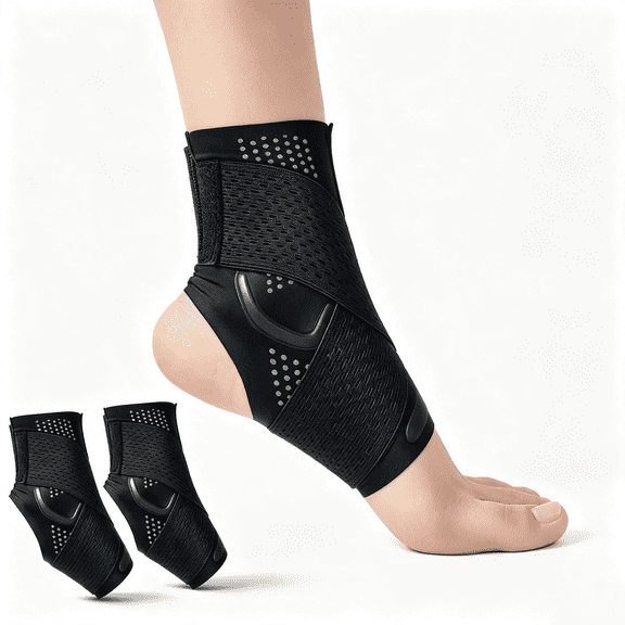 2 Pack Ankle Brace for Men & Women, Breathable Adjustable Compression Support Wrap for Plantar Fasciitis, Sprains & Achilles Tendonitis Relief (Large)