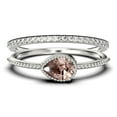thumbnail image 1 of Minimalist 1.60 Carat Pear Cut Morganite And Diamond Moissanite Classic Engagement Ring, Modern Wedding Ring in 10k Solid White Gold, Promise Ring, Dainty Ring, Anniversary Ring, Bridal Rings Set, 1 of 3