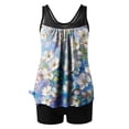 thumbnail image 4 of LEKWK Womens Tankini Swimsuits with Shorts Two Piece Bathing Suits Flowy Tummy Control Floral Print Outfits, 4 of 5
