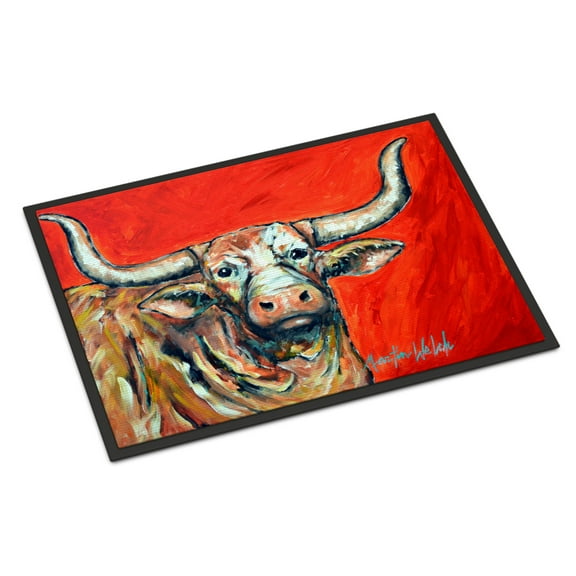Carolines Treasures MW1281MAT See Red Longhorn Cow Door Mat Indoor Rug or Outdoor Welcome Mat 18x27 Doormat 18H X 27W
