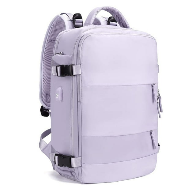 yeacher Sac à Dos de Randonnée en Nylon Imperméable avec Port USB, Grand Sac de Voyage pour Femmes, Violet, 47x33x17 cm, Conception Multifonctionnelle