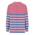 thumbnail image 5 of Jalioing Women's Striped Shirt Long Sleeve Dropped Shoulder Fashion Pullover Tee Casual Loose Crew Neck T Shirt, 5 of 7