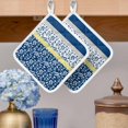 thumbnail image 2 of Blue Yellow Pot Holders for Kitchen Heatproof Potholder, 2 Pack Botanical Floral Motifs Wildflower Striped Hot Pads Multipurpose Oven Pads Cloth Potholders Trivet for Cooking and Baking, 2 of 8