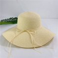 thumbnail image 2 of Sombrero de paja para mujer, sombrero de verano para el sol, sombrero de playa plegable anti-UV con ala ancha y correa ajustable para la barbilla para viajes, 2 of 5