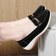 thumbnail image 4 of KEGIRLOM Women's Fashionable Casual Spring And Summer Comfortable Style Solid Color Metal Buckle Round Toe Closed Toe One-Foot Shallow Mouth Flat Shoes Black Size 6, 4 of 9