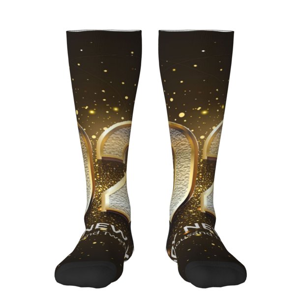 Balery Happy New Year 2025 E Calcetines novedosos Calcetines deportivos Calcetines hasta la rodilla Calcetines de algodón Calcetines originales y geniales