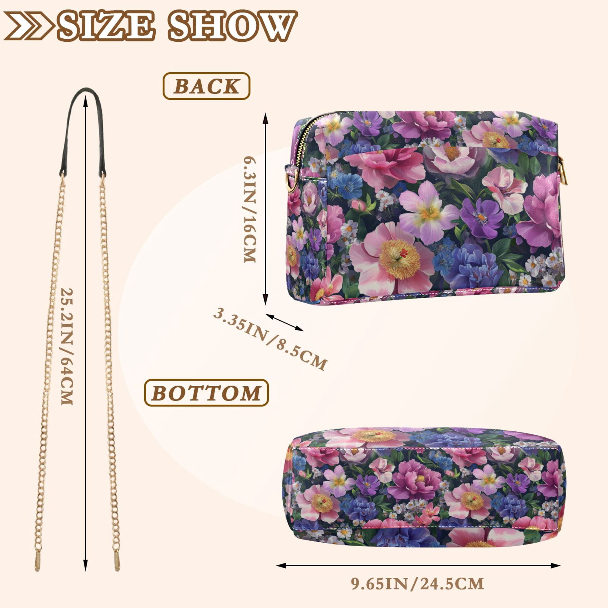 FORMRS Women Crossbody Purse with Chain Strap Vegan Leather Shoulder Handbag, Soft Pinks Flowers