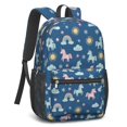 thumbnail image 2 of Unicorn and Sun Blue Pattern 17" School Backpacks for Teens,Waterproof Oxford Fabric,S-Shape Padded Straps for School,Travel,Hiking,Camping, 2 of 6