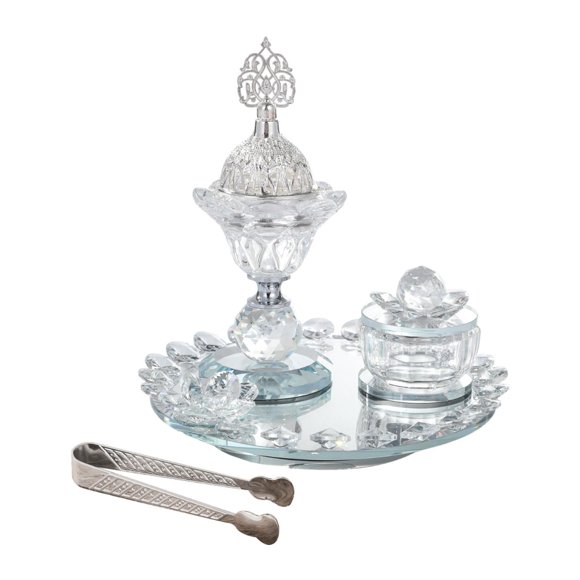 Juego de quemador de incienso de vidrio, incienso árabe, centro de mesa, adorno de mesa para sala de estar y meditación en casa.