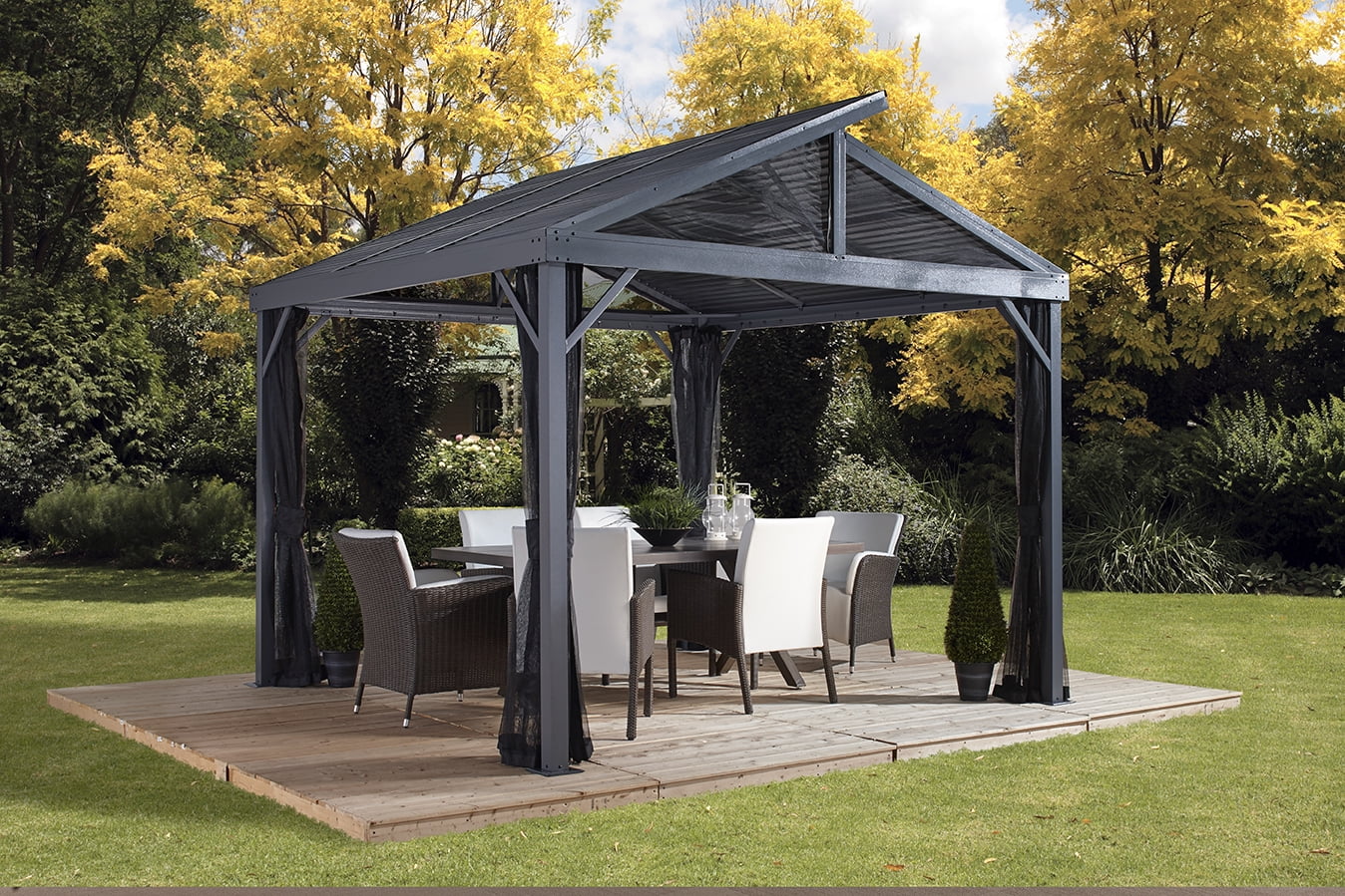 Sojag SANIBEL II 10x10 Gazebo, galvanised steel roof & mosquito netting by SOJAG