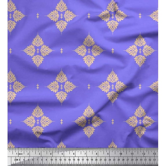 Soimoi Cotton Poplin Fabric Floral Block Printed Fabric 1 Yard 42 Inch Wide