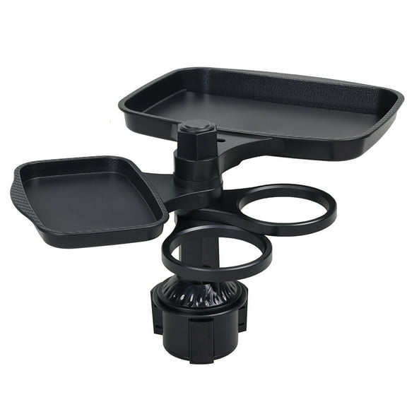 XZKING ​4 in 1 Car Cup Holder Expander with Phone Holder & 2 Food Table Tray & 2 Cup Holder for Drink/Snacks/Humburgers