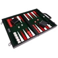 thumbnail image 2 of 15-inch Leatherette Backgammon Set - Inlaid Velvet Field - Black/Green, 2 of 12