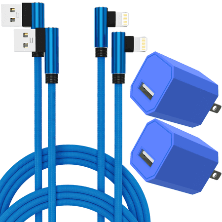Chargers 5W USB Power Adapter Wall Charger 1A Cube for Plug Outlet w/ 6FT/2M Nylon Braided Cable Sync & Charger Cord Compatible for iPhone8 / X / 7 / 6S / Plus + More Devices (Blue) 2 Pack price history on PriceWatchPro
