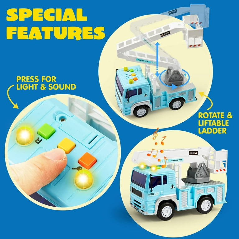 JOYIN Truck Toy for Powered Ages Children 4 City boys, - 3-8 Vehicles, Pack Play Friction Years