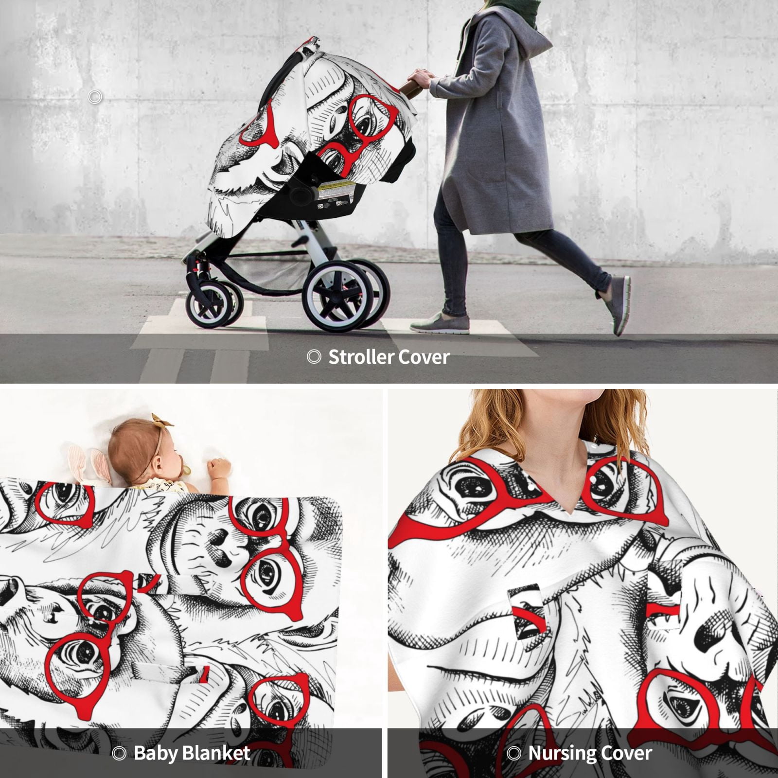 Car Seat Cover Baby - Monkey Breathable Infant Car Seat Cover for Baby Carseat, Lightweight Comfort Baby Essentials Must Haves Newborn Stuff for Girl Boy