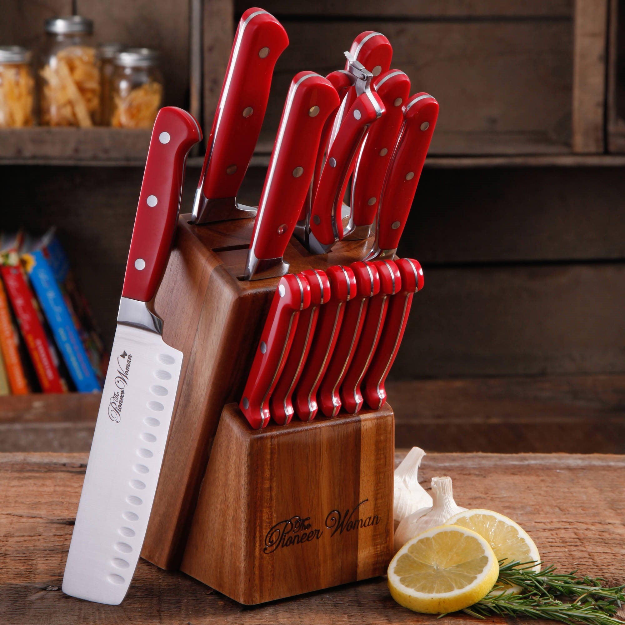 The Pioneer Woman Frontier Collection 14-Piece Cutlery Set with Wood Block,  Red for Sale in Lakewood, WA - OfferUp