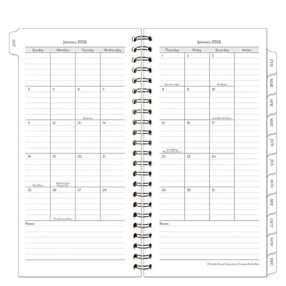 FranklinCovey Compass Monthly Wire-bound Planner (Jan 2026 - Dec 2026, Pocket Slim Size)