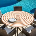 thumbnail image 5 of Orange Circle Round Tablecloth 55-60 Inch Round Fitted Table Cloth with Elastic Edge, Farmhouse Striped Abstract Art Waterproof Table Cover Protector for Outdoor Picnic Party Dining, 5 of 6