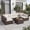 Brown, Beige Cushion, variant on 7-Piece Modular Outdoor Patio Set, Sectional Rattan Wicker Sofa with Water-Resistant & Washable Thick Beige Cushions, Includes Coffee Table, Brown Frame for Garden, Deck, Poolside