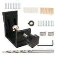 thumbnail image 2 of Juego de localizador de orificios de taladro inclinado para carpintería, Kit de plantilla con orificio inclinado de aleación de aluminio precisa y robusta, color negro, 46 Uds., 2 of 8