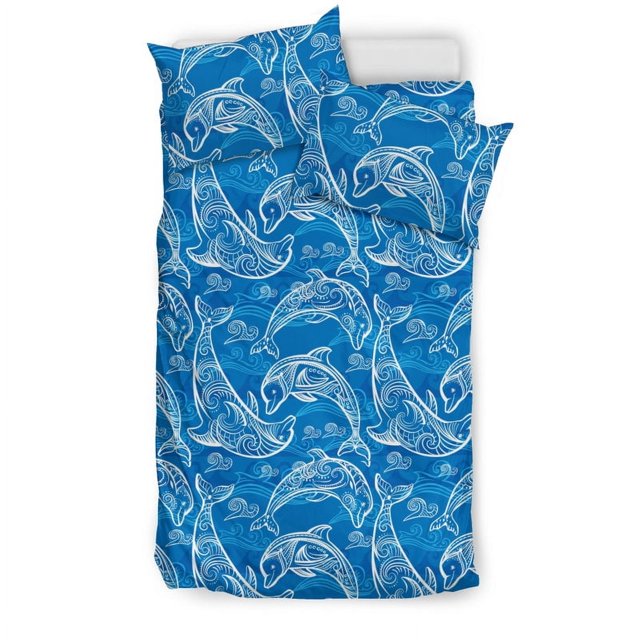 Juego de cama estampado delfín tribal azul