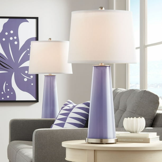Color Plus Modern Table Lamps Set Of 2 Purple Haze Gl Tapered Table Lamps Set Of 2 Purple Haze Gl
