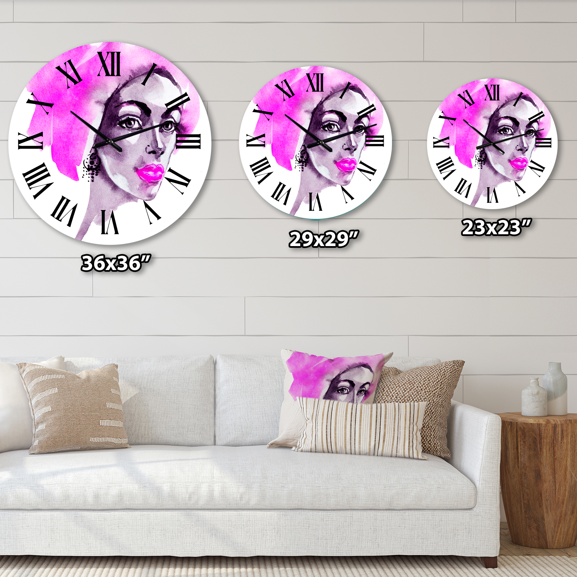 Designart 'Afro American Woman Fashion Portrait' Modern Wall Clock