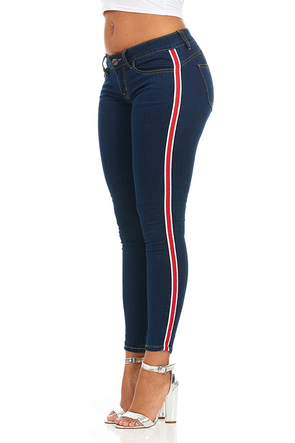 Women's Denim Side Stripe Jeggings Jeans Casual Stretch 