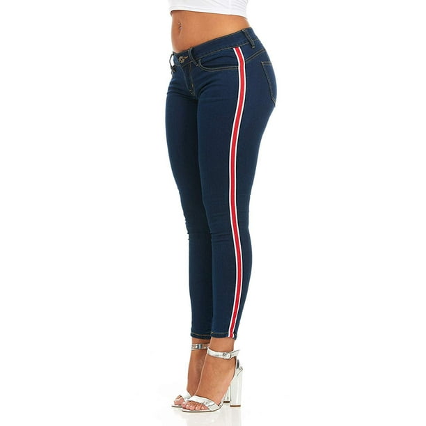 jeans with side color stripe
