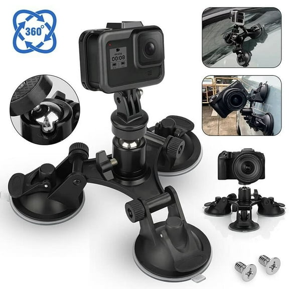 360° Triple Suction Cup Adjustable Car Holder Mount for GOPRO hero7/6/5/2/3/3 /4