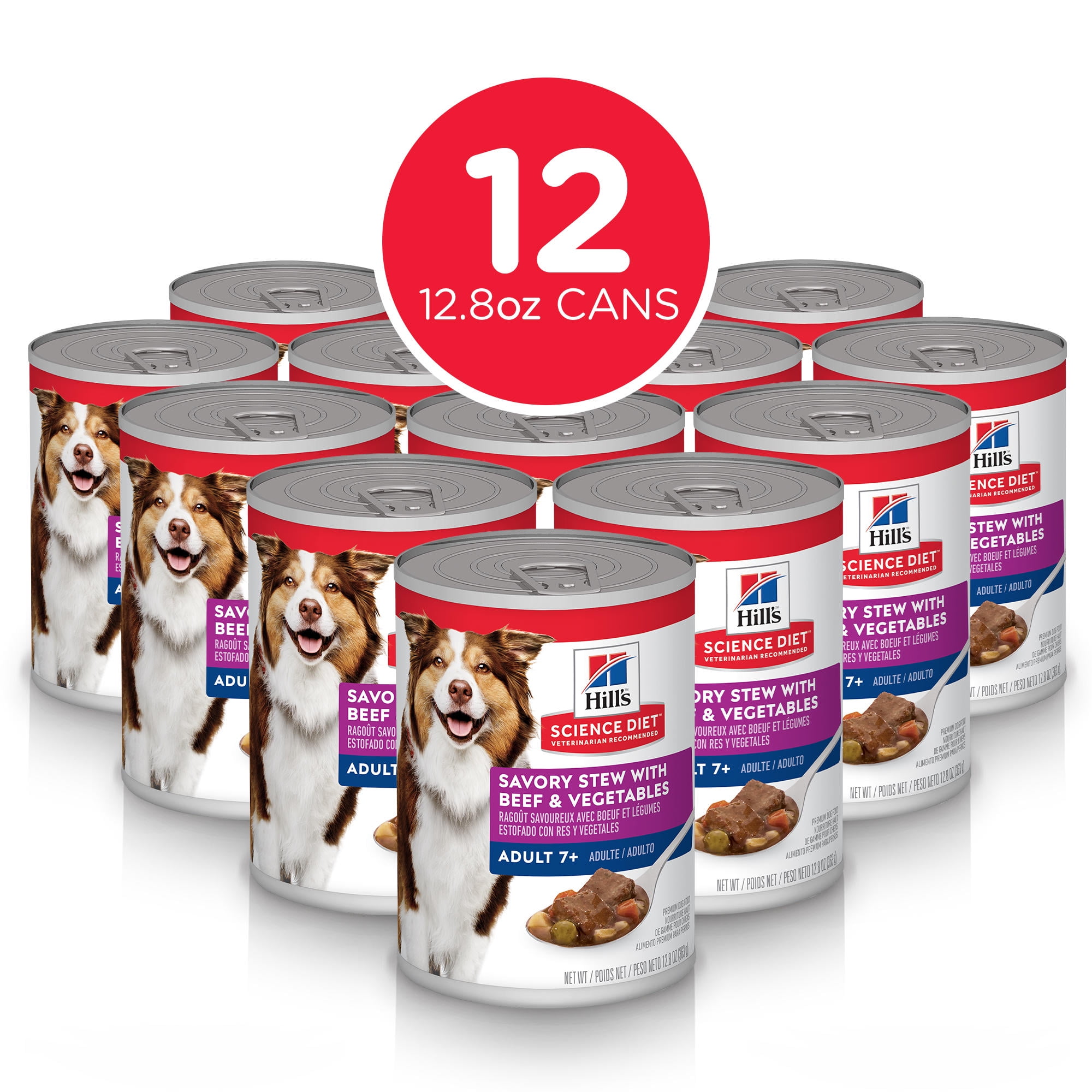 Science Diet Senior 7+ Canned Dog Savory Stew with Beef & Vegetables, 12.8 oz, 12 Pack wet dog food -