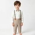 thumbnail image 3 of enyan Boys Clothes Set Toddler Gentlemen Wedding Suit Long Sleeve Bowtie Formal Dress Shirts Suspenders Pants Outfits Set White,18-24 Months, 3 of 7