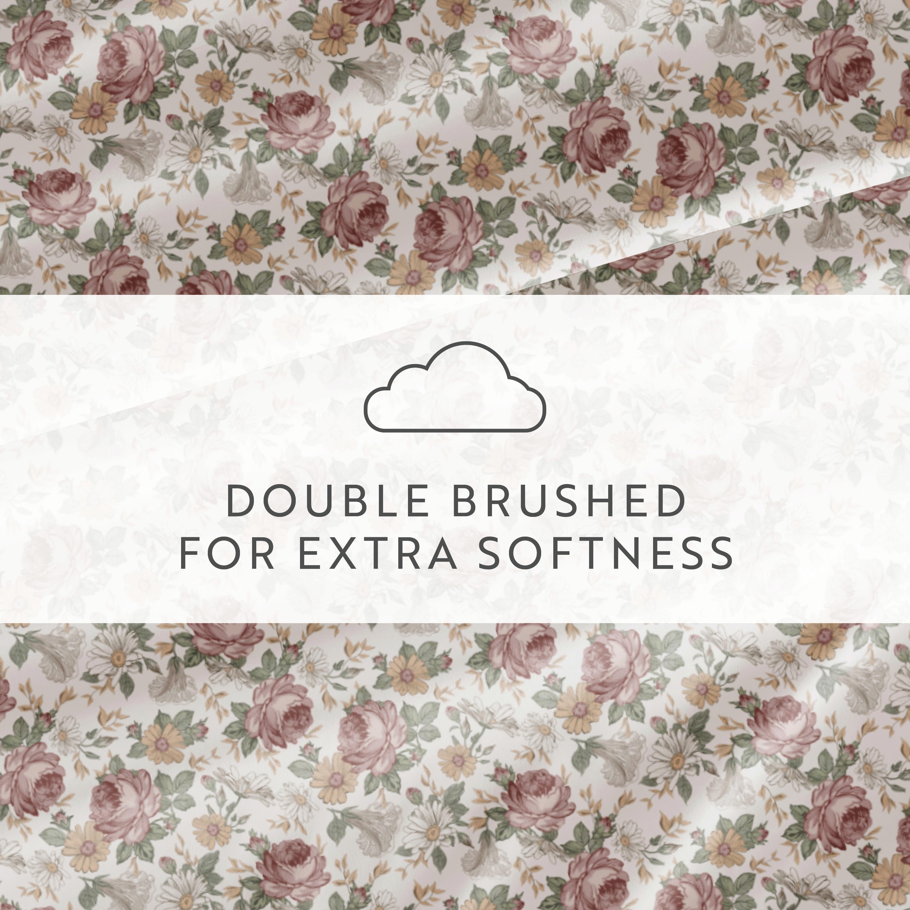 Noble Linens 4 Piece Pattern Microfiber Bed Sheets Set, Blooming Floral Rose, Queen