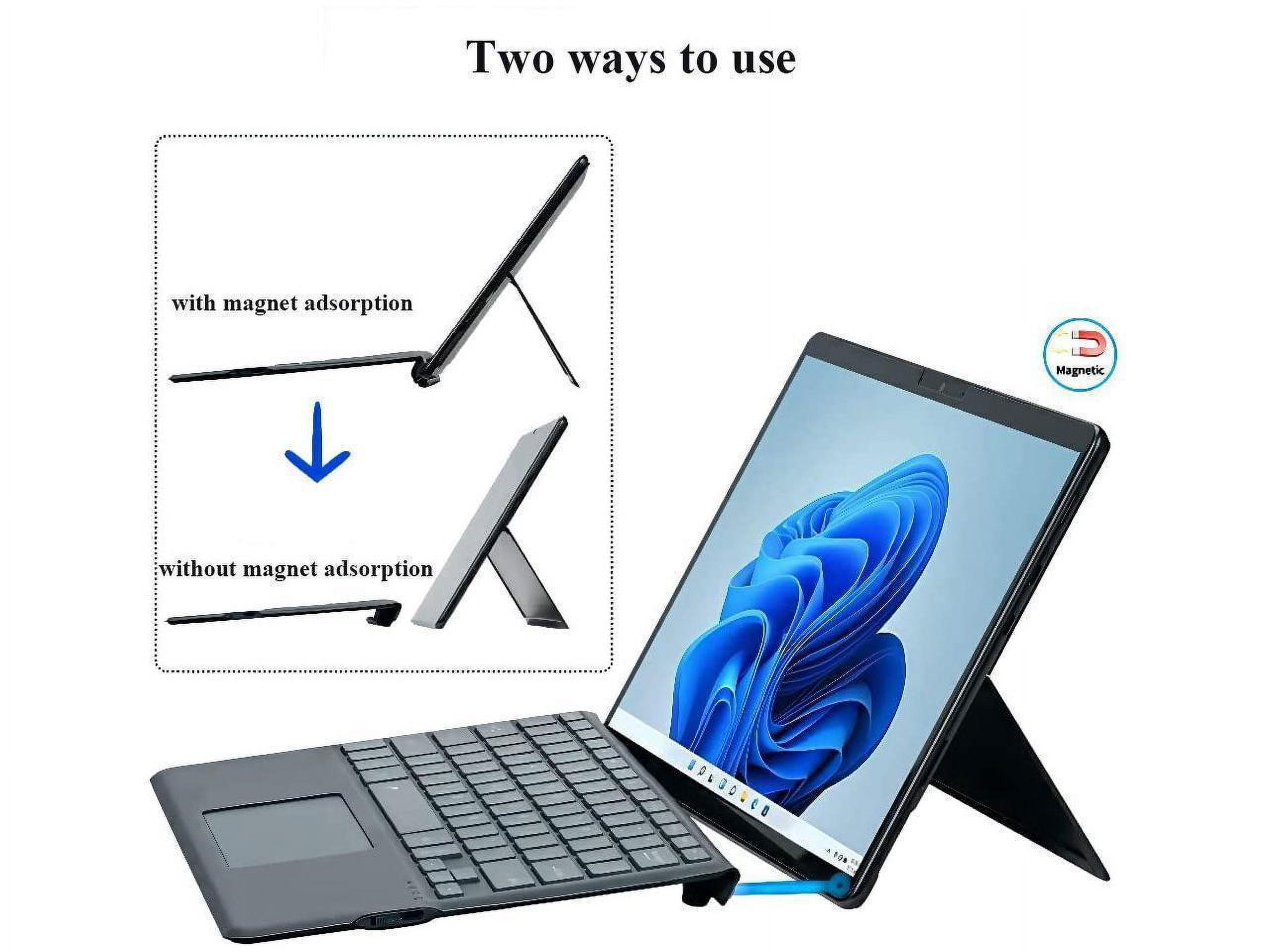 Type Cover for 13 inch Microsoft Surface Pro 10 / Pro 9 / Pro 8 / Pro X, Portable Bluetooth Wireless Keyboard with 7-Color Backlits/Touchpad/Pencil Holder