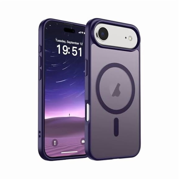 ZHU997 Magnetic for iPhone Air Case (Compatible with MagSafe)(Military Grade Drop Protection) Slim Translucent Matte Shockproof with Anti-Fingerprint Phone Cover for 17 Air 2025,Dark Purple