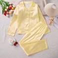 thumbnail image 2 of NOLDARES Girls Silk Pajamas Set for Kids Button Down Silk Sleepwear Pjs Child Girls Pajamas Pj Set Loungewear Jammies Nightwear Birthday Gifts(K008-Yellow), 2 of 4