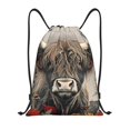 thumbnail image 1 of Saiise Butterfly Cow With Flowers Pattern Sports Drawstring Backpack - String Swim Gym Bag with Wet Proof Pocket for Women&Men-Small, 1 of 6