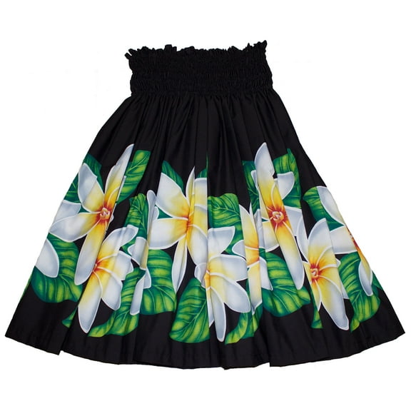 Hawaiian Pa'u Hula Skirt Colorful Black Hawaii Flower