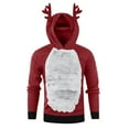 thumbnail image 7 of KeShDi Faux Fur Coat Men's Velvet Christmas Antlers Hoodie with Hairy Color Blocked Sweatshirt Red S, 7 of 7