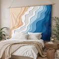 thumbnail image 3 of Blue Geometric Beach Tapestry for Bedroom Wall Hanging Tapestry, Ombre Waves Moire Abstract Art Ceiling Backdrop Tapestries Poster Blanket Wall Decor for Teens Room Living Room Dorm 59" x 90", 3 of 8