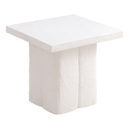 Pemberly Row Contemporary White Concrete Textured Side Table